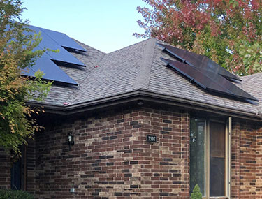 Solar Panels on the roof of traditional home